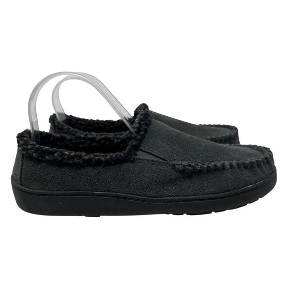 Minnetonka Frita Slip-on Black Moccasin Slippers With Faux Fur Lining Size 8 - Picture 1 of 12